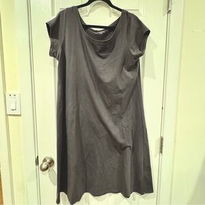 Eileen Fisher Organic Cotton Grey Dress Large cozy chic classic